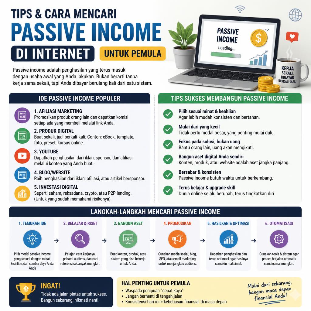 Tips dan Cara Mencari Passive Income di Internet untuk Pemula